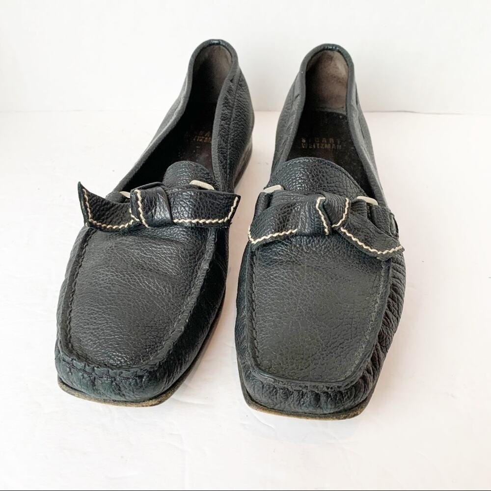 SZ 7 Stuart Weitzman Leather Bow Loafers